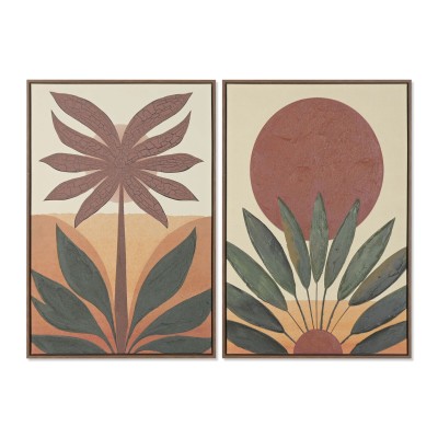 Painting Home ESPRIT Green Orange Palms Colonial 63 x 4,5 x 93 cm (2 Units)
