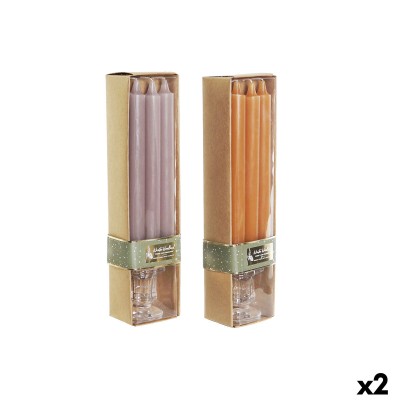 Candle Set DKD Home Decor Grey Orange 2 x 2 x 20 cm 4 Pieces (2 Units)