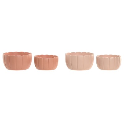 Cache-pot Home ESPRIT Terre cuite Rose clair Ciment Shabby Chic 18 x 18 x 10 cm (2 Pièces) (2 Unités)