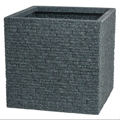 Pot Strata Ardoise 39 x 39 x 39 cm Ciment Plastique Carré