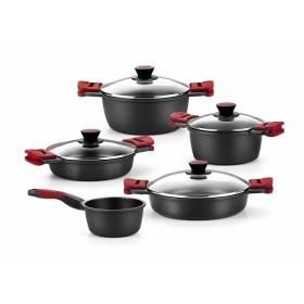 Casserole avec Couvercle en Verre BRA A410524 Ø 24 cm Noir Rouge 2,3 L 300 g Casserole avec Couvercle en Verre BRA A410524 Ø 24 cm Noir Rouge 2,3 L 300 g