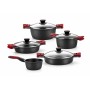 Casserole avec Couvercle en Verre BRA A410524 Ø 24 cm Noir Rouge 2,3 L 300 g