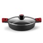 Casserole avec Couvercle en Verre BRA A410524 Ø 24 cm Noir Rouge 2,3 L 300 g