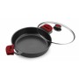 Casserole avec Couvercle en Verre BRA A410524 Ø 24 cm Noir Rouge 2,3 L 300 g