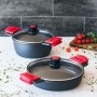 Casserole with glass lid BRA A410524 Ø 24 cm Black Red 2,3 L 300 g