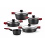 Casserole avec Couvercle en Verre BRA A410524 Ø 24 cm Noir Rouge 2,3 L 300 g