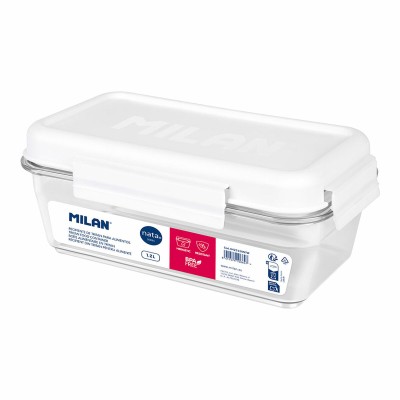 Boîte à lunch hermétique Milan 1,2 L Blanc Transparent Plastique Rectangulaire