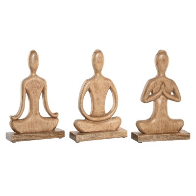 Figurine Décorative Home ESPRIT Marron Clair Naturel Yoga Arabe 17,7 X 6 X 28,5 CM (3 Unités)