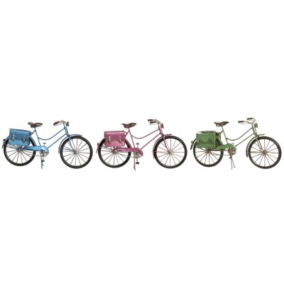 Figurine Décorative Home ESPRIT Bleu Rouge Vert Rose Bicyclette Vintage 30 x 9 x 15 cm (3 Unités)