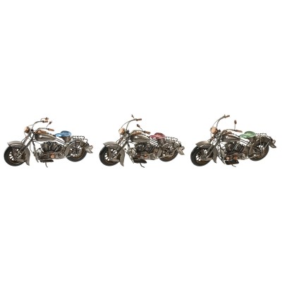 Figurine Décorative Home ESPRIT Bleu Vert Rose Argenté Moto Vintage 27 X 10 X 15 CM (3 Unités)