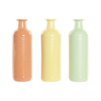 Vase Home ESPRIT Green Beige Terracotta Dolomite 13 x 13 x 41 cm (3 Units)