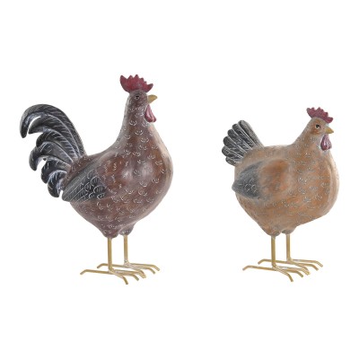 Figurine Décorative Home ESPRIT Marron Marron Clair Poule 24,5 X 12 X 29 CM (2 Unités)