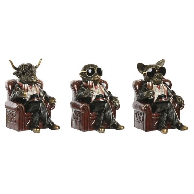 Figurine Décorative Home ESPRIT Marron Doré 18 X 22,5 X 26,5 CM (3 Unités)
