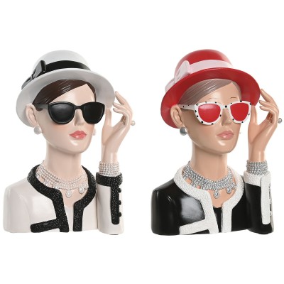 Figurine Décorative Home ESPRIT Noir Rouge Femme 17,5 X 14 X 27 CM (2 Unités)