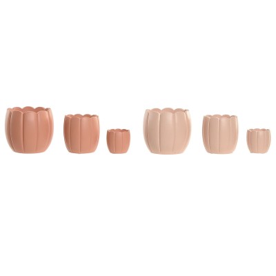 Cache-pot Home ESPRIT Terre cuite Rose clair Ciment Shabby Chic 15 x 15 x 13 cm (3 Pièces) (2 Unités)