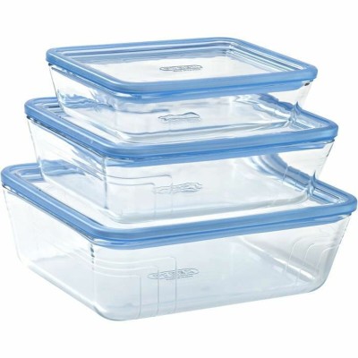 Ensemble de Boîtes à Lunch Pyrex Bleu Transparent 3 Pièces