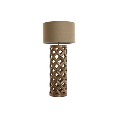 Lampe de bureau Home ESPRIT Beige Naturel Bois de manguier 50 W 220 V 35,5 x 35,5 x 79,5 cm