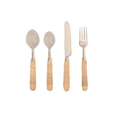 Cutlery Home ESPRIT Silver Natural Stainless steel Rattan 4,5 X 2 X 21 CM 16 Pieces