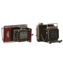 Table clock Home ESPRIT Black Maroon Camera Vintage (2 Units)