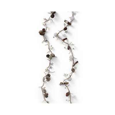 Christmas garland Lumineo Wood Pineapples Stars 1,20 m