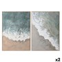 Canvas Home ESPRIT White Beige Turquoise Abstract Beach 103 x 4,5 x 143 cm 102,6 x 4,3 x 142,6 cm (2 Units)
