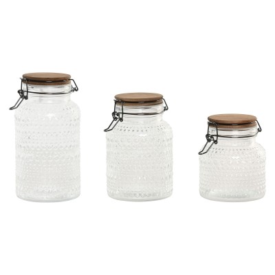 Set de 3 Boites Home ESPRIT Transparent Naturel 950 ml 1,2 L 3 Pièces