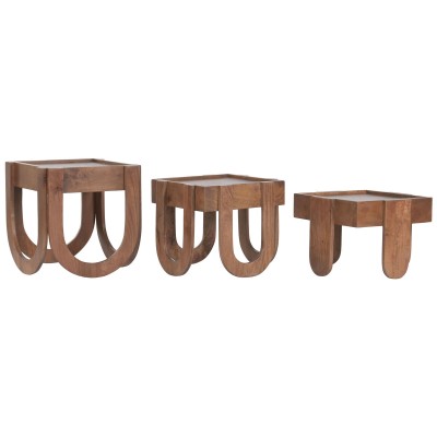Set of 3 tables Home ESPRIT Brown 44 x 44 x 45 cm