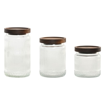 Set de 3 Boites Home ESPRIT Transparent Naturel 700 ml 1 L 3 Pièces