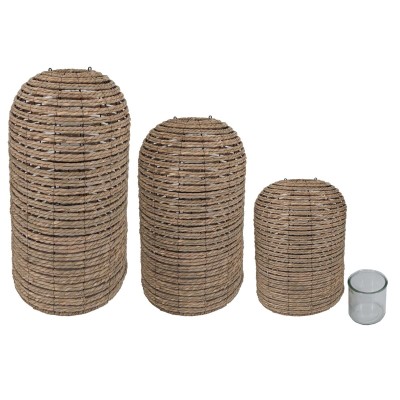 Bougeoir Home ESPRIT osier Verre 40 x 40 x 83 cm