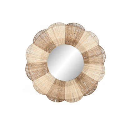 Wall mirror Home ESPRIT Brown Natural Boho 87 X 8 X 87 CM