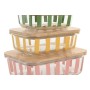 Lunch box Home ESPRIT Yellow Green Coral Crystal Borosilicate Glass Stripes Modern 1 L 660 ml