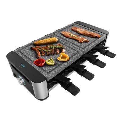 Cecotec Raclette Fromage&Grill 16000 Inox Allstone 1400W Pierre 8 Pers. Noir