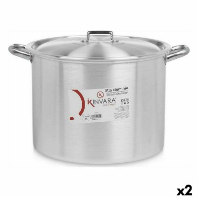 Casserole with Lid Kinvara Silver Aluminium 46 x 30 x 37 cm Ø 34 cm (2 Units)