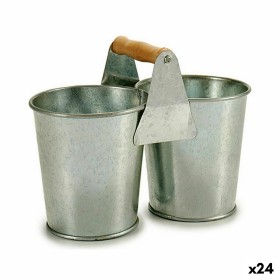 Planter Ibergarden Brown Silver Wood Zinc Double 20 x 15 x 10,2 cm (24 Units) Planter Ibergarden Brown Silver Wood Zinc Double 20 x 15 x 10,2 cm (24 Units)