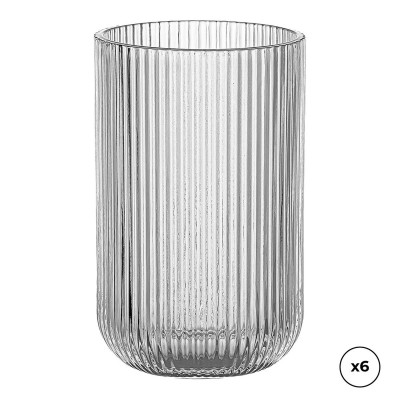 Set de Verres Ovenza Verre Avec relief A rayures 430 ml 6 Unités