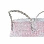 Basket DKD Home Decor Pink Sky blue Bicoloured Natural Fibre Mediterranean 25 x 25 x 25 cm