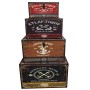 Set of decorative boxes Home ESPRIT Multicolour Wood Canvas