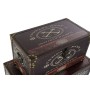 Set of decorative boxes Home ESPRIT Multicolour Wood Canvas