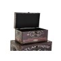 Set of decorative boxes Home ESPRIT Multicolour Wood Canvas