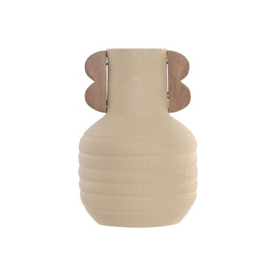 Vase Home ESPRIT Marron Beige Terre cuite Bois de manguier
