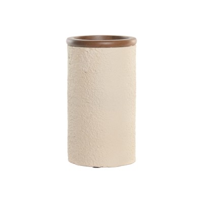 Vase Home ESPRIT Marron Beige Terre cuite Bois de manguier 16 x 16 x 30 cm