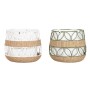 Decorative basket Home ESPRIT White Green Natural Fibre (2 Units)