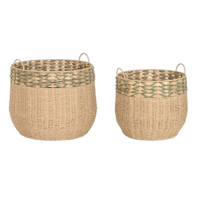 Set de basket Home ESPRIT Vert Naturel Fibre naturelle (2 Pièces)