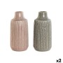 Vase Home ESPRIT Gris Rose Porcelaine 15 x 15 x 31 cm (2 Unités)