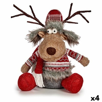 Figurine Décorative Krist+ Blanc Marron Rouge Gris Cerf 17 x 30 x 27 cm (4 Unités)