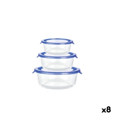 Set of lunch boxes La Mediterránea Soul Blue Transparent 3 Pieces (8 Units)
