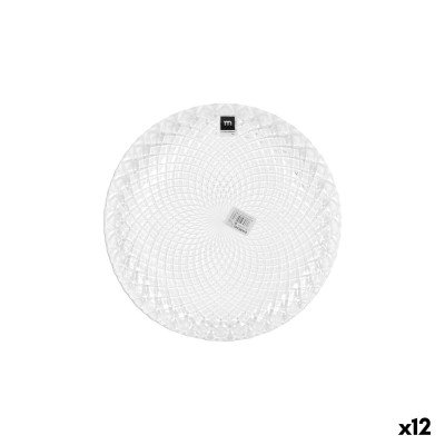 Flat Plate La Mediterránea Diamond Transparent Glass Ø 26 cm (12 Units)