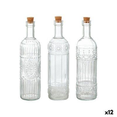 Bouteille en Verre La Mediterránea Transparent Liège verre 1 L (12 Unités)