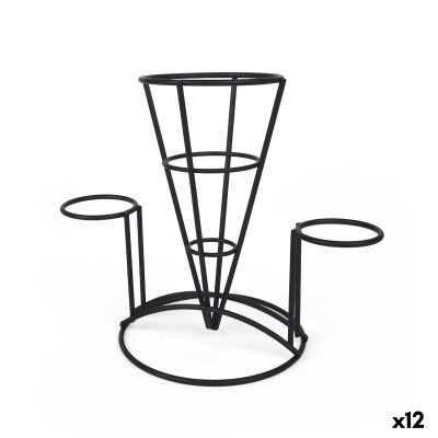 Basket for Presenting Aperitifs My Bar Black Iron 23 x 13 x 18,5 cm (12 Units)
