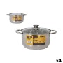 Casserole avec Couvercle Quttin New neron Argenté Ø 24 cm 6 L Acier inoxydable (4 Unités)